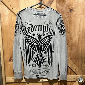 Redemption Gray Graphic Long Sleeve Shirt